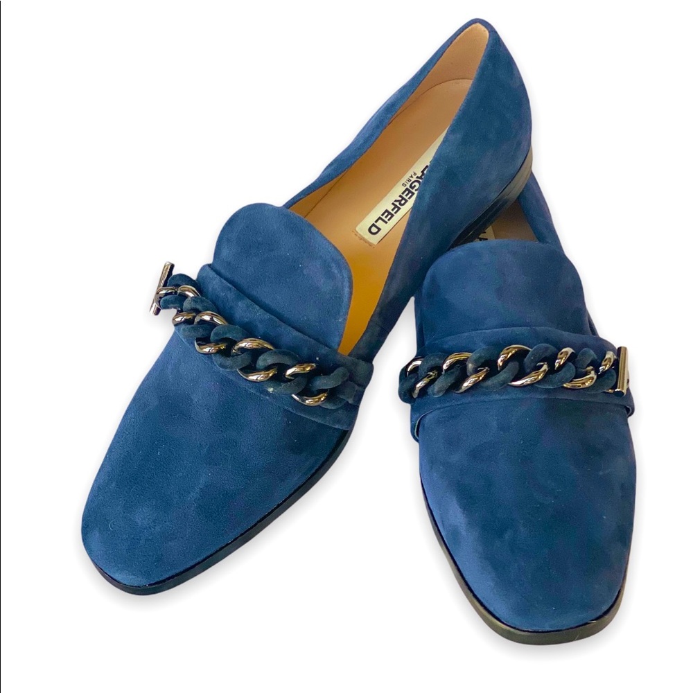 Karl Lagerfeld Navy Blue Flat Loafers